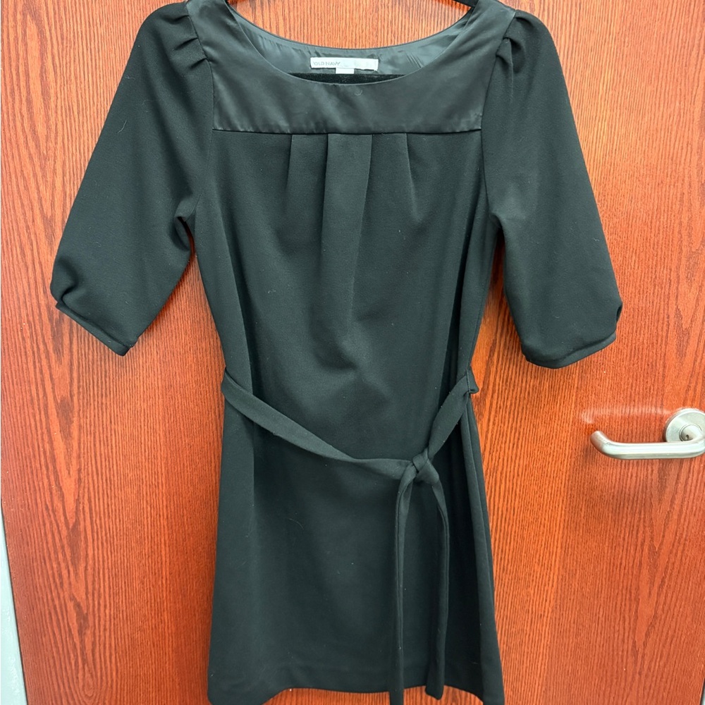 Old Navy Belted Sheath Dress Black Size XS Retro Classic Little Mid Century Mod